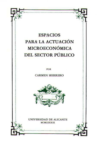 Imagen de portada del libro Espacios para la actuación microeconómica del sector público