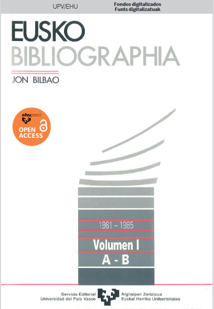 Imagen de portada del libro Eusko bibliographia (1981-1985). Vol. 1 (A-B)