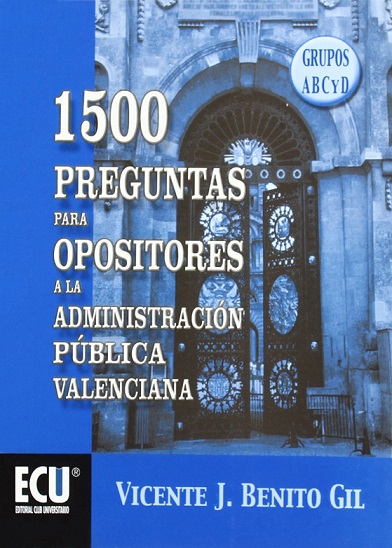 Imagen de portada del libro 1500 preguntas para opositores a la Administración Pública Valenciana