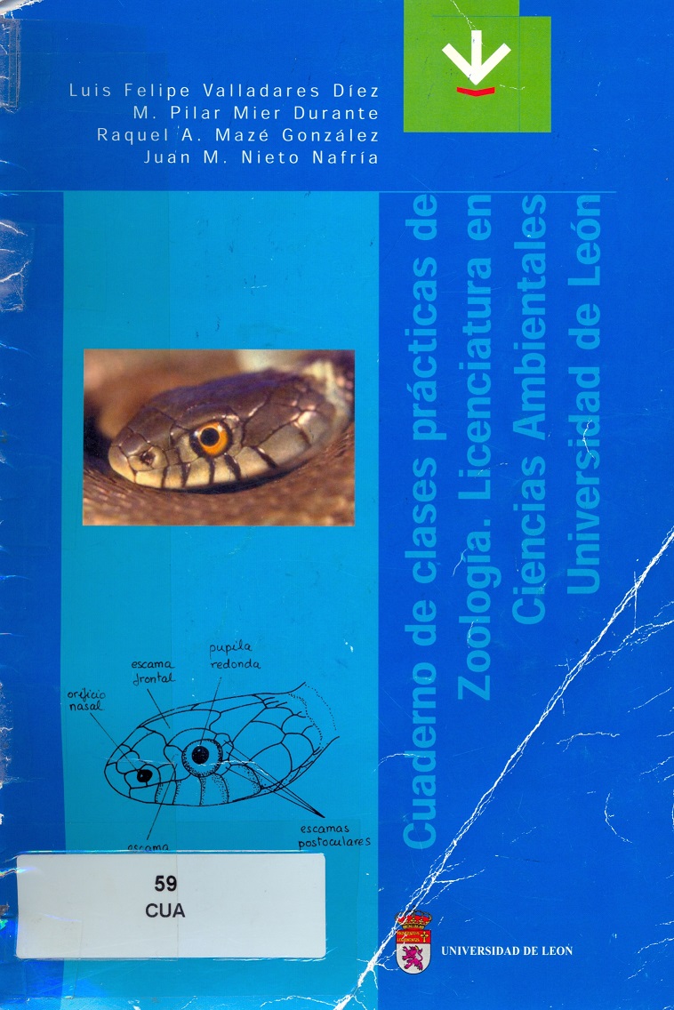 Imagen de portada del libro Cuaderno de clases prácticas de zoología