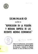 Imagen de portada del libro Seminario sobre Repercusión en la pequeña y mediana empresa de las recientes medidas económicas