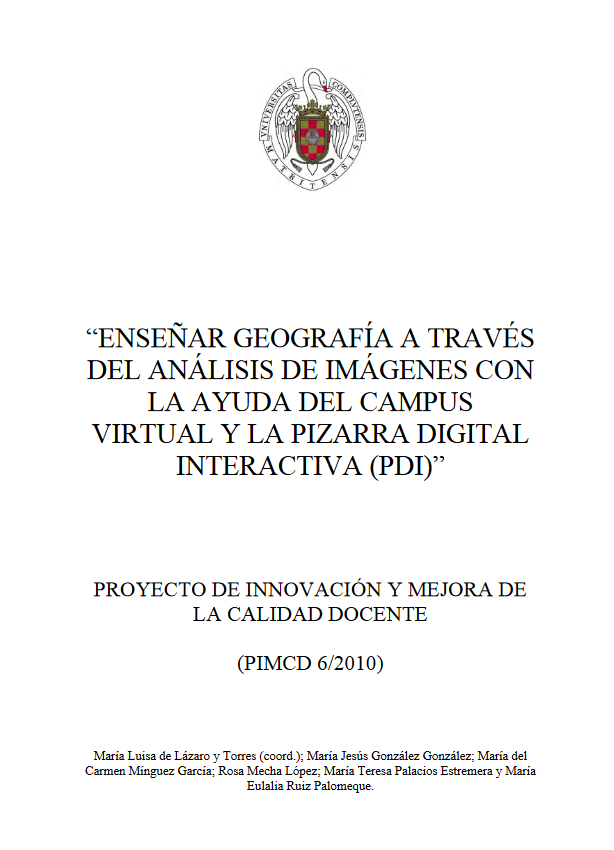 Imagen de portada del libro Enseñar Geografía a través del análisis de imágenes con la ayuda del campus virtual y la pizarra digital interactiva