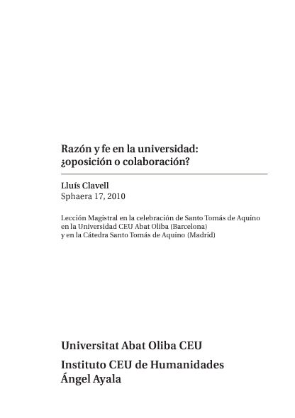 Imagen de portada del libro Razón y fe en la universidad: ¿oposición o colaboración?