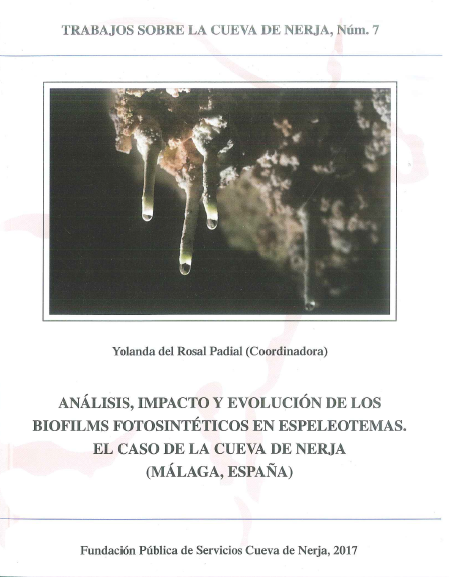 Imagen de portada del libro Análisis, impacto y evolución de biofilms fotosintéticos en espeleotemas