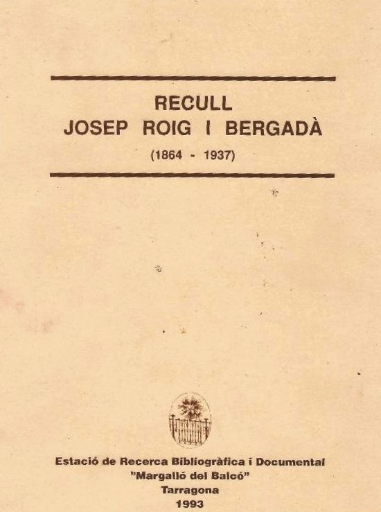 Imagen de portada del libro Recull Josep Roig i Bergadà (1864-1937)