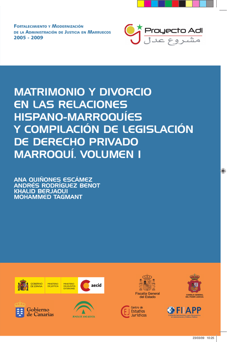 Imagen de portada del libro Matrimonio y divorcio en las relaciones hispano-marroquíes y compilación de legislación de derecho privado marroquí