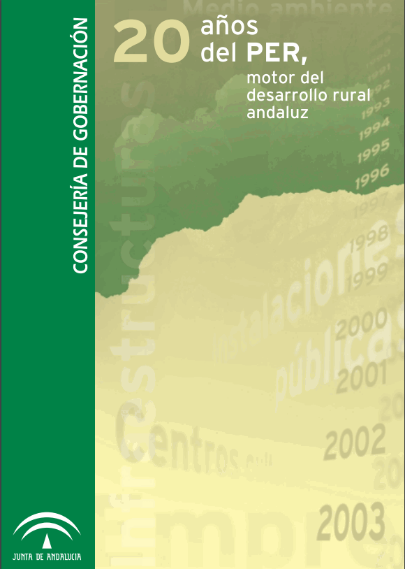 Imagen de portada del libro 20 años del PER, motor del desarrollo rural andaluz. 2003