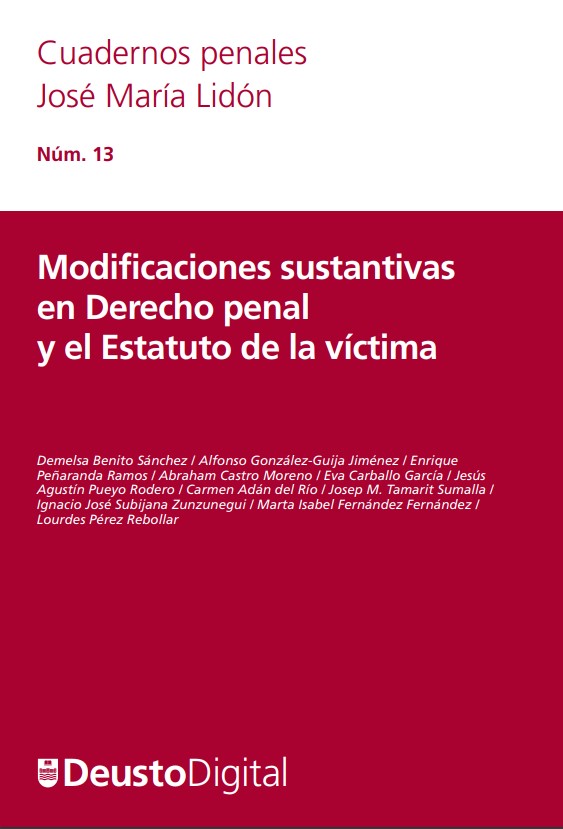 Imagen de portada del libro Modificaciones sustantivas en Derecho penal y el Estatuto de la víctima