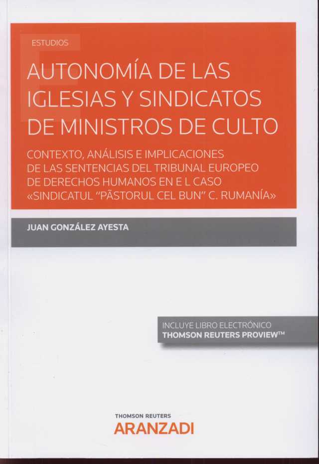 Imagen de portada del libro Autonomía de las iglesias y sindicatos de ministros de culto