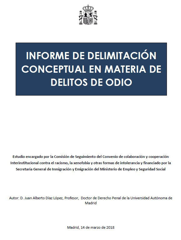 Imagen de portada del libro Informe de delimitación conceptual en materia de delitos de odio