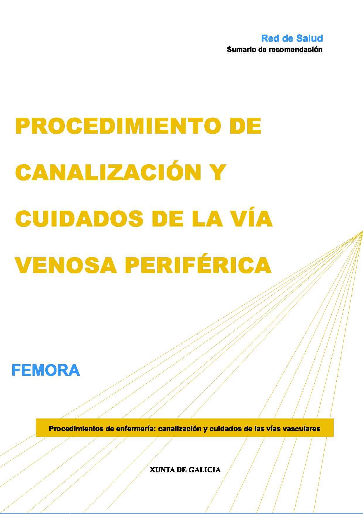 Imagen de portada del libro Procedimiento de canalización y cuidados de la vía venosa periférica. FEMORA