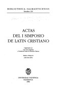 Imagen de portada del libro Actas del I Simposio de latín cristiano