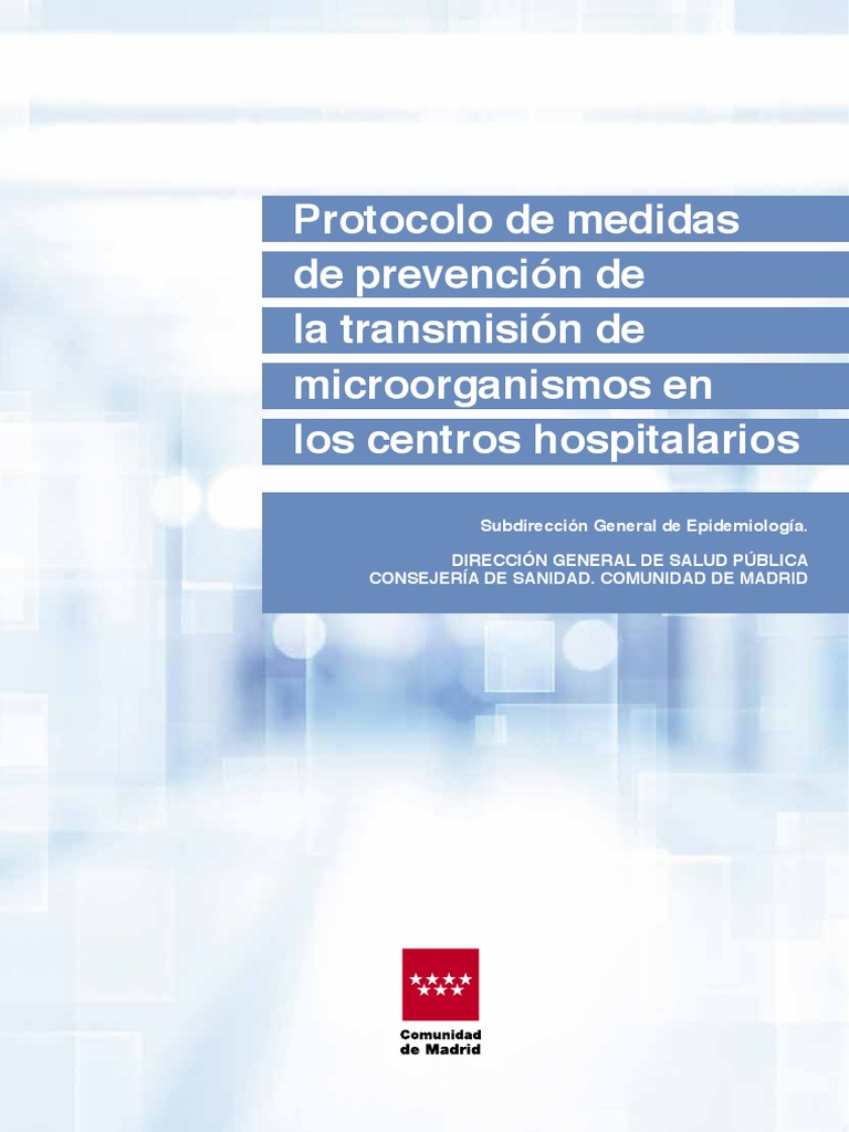 Imagen de portada del libro Protocolo de medidas de prevención de la transmisión de microorganismos en los centros hospitalarios