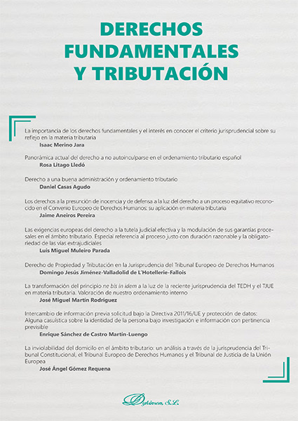 Imagen de portada del libro Derechos fundamentales y tributación