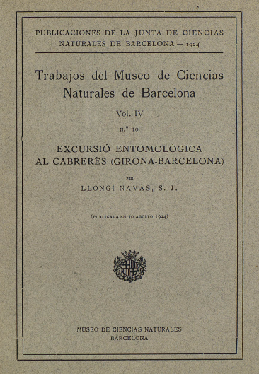 Imagen de portada del libro Excursió entomològica al Cabrerès (Girona-Barcelona)