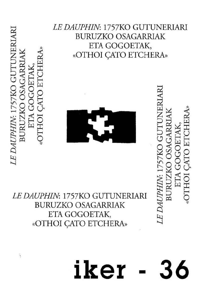 Imagen de portada del libro Le Dauphin: 1757ko gutuneriari buruzko osagarriak, "Othoi çato etchera"