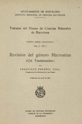 Imagen de portada del libro Revisión del género Micrositus (Col. Tenebrionidae)