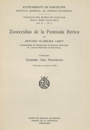 Imagen de portada del libro Zoocecidias de la Península Ibérica: I fascículo: Cynipidae (Gen. Neuroterus).