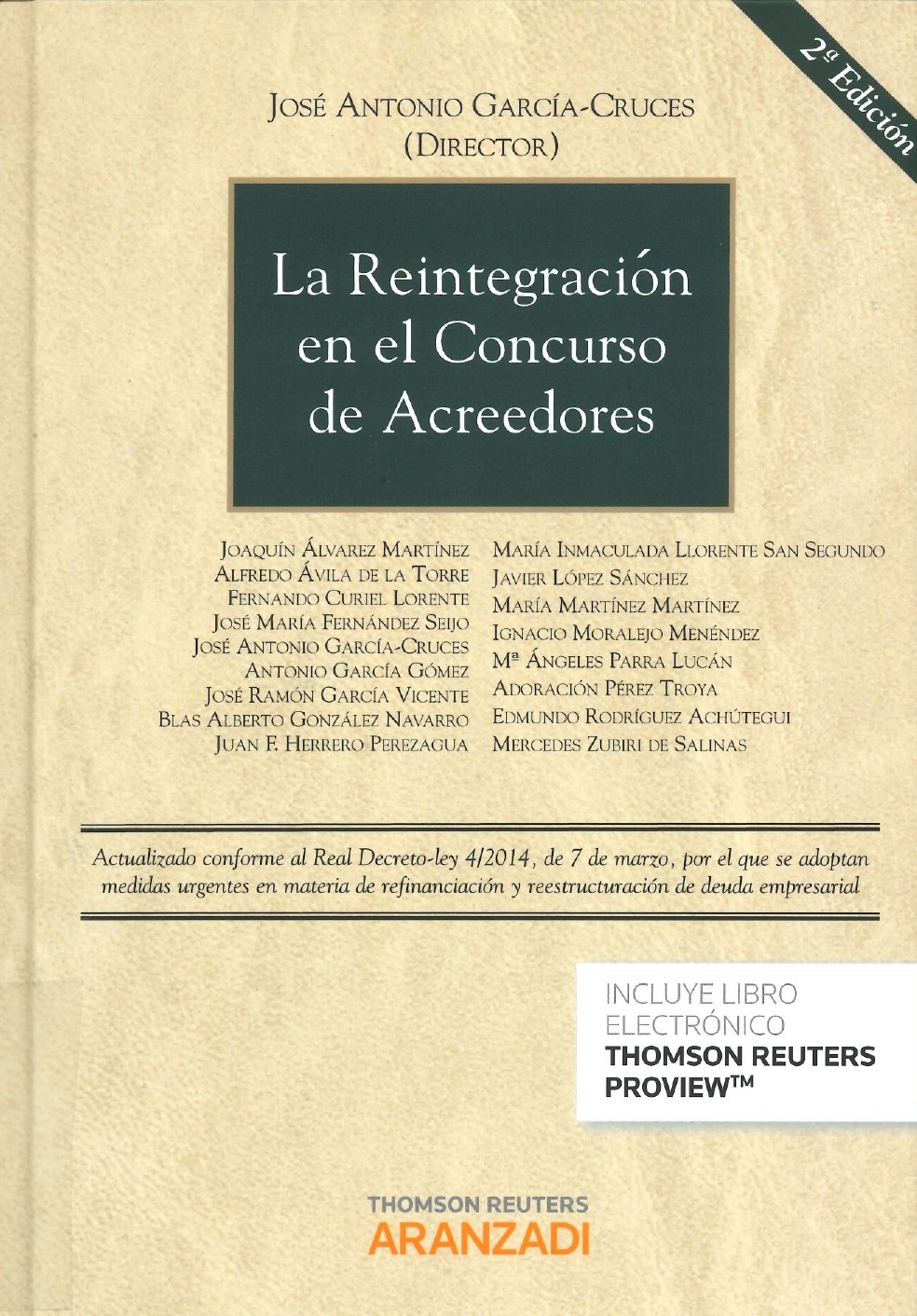 Imagen de portada del libro La reintegración en el concurso de acreedores