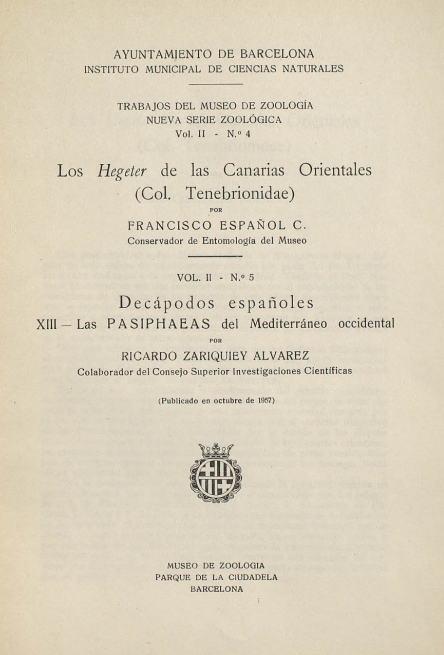 Imagen de portada del libro Decápodos españoles XIII