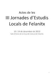 Imagen de portada del libro Actes de les Jornades d'Estudis Locals de Felanitx