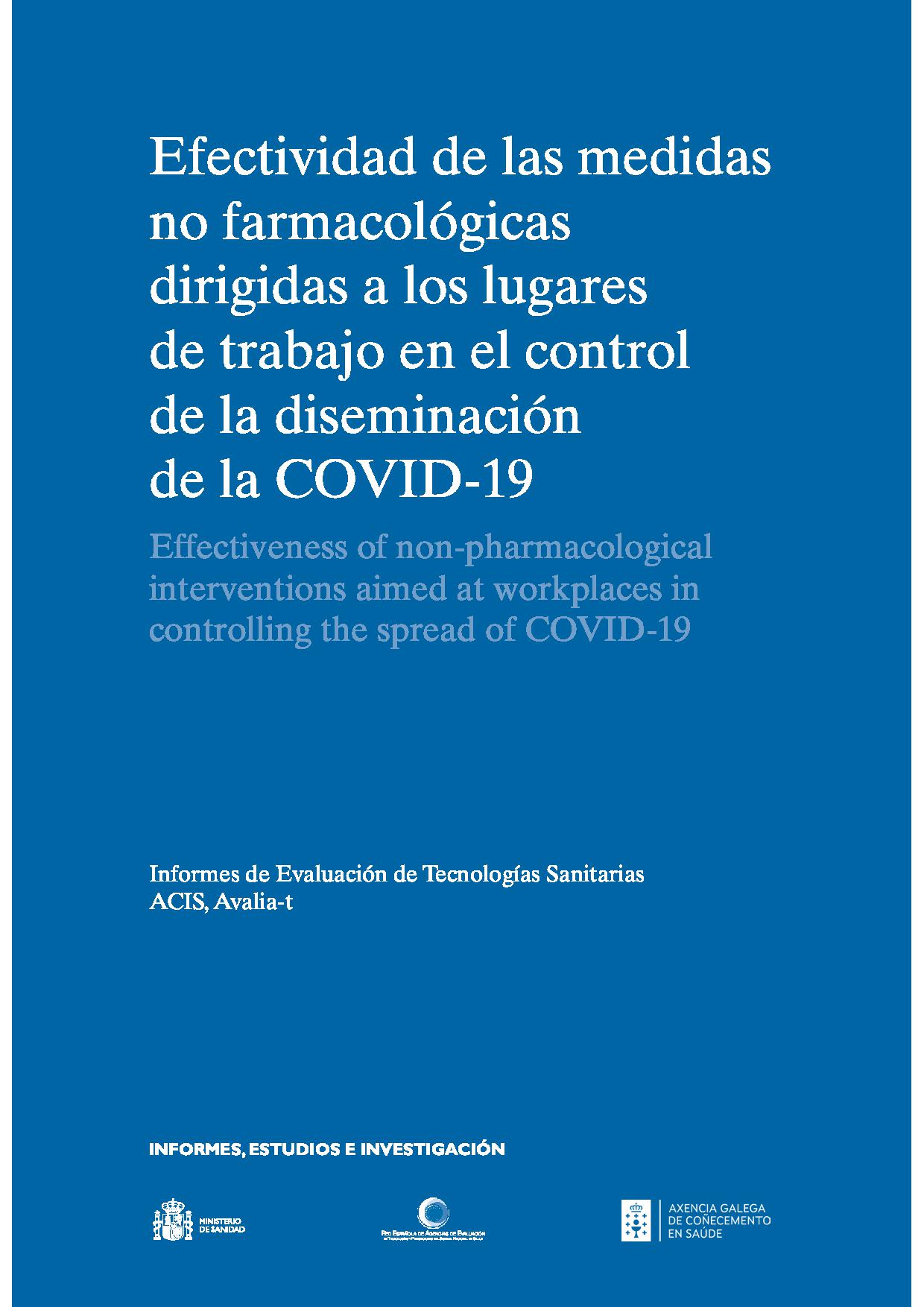 Imagen de portada del libro Efectividad de las medidas no farmacológicas dirigidas a los lugares de trabajo en el control de la diseminaciónde la COVID-19