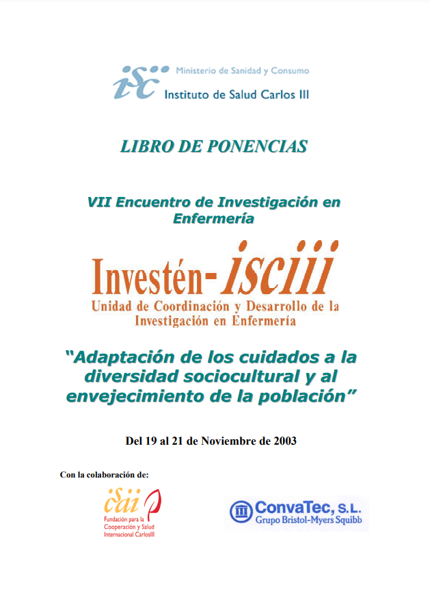 Imagen de portada del libro VII Encuentro de Investigación en Enfermería "Adaptación de los cuidados a la diversidad sociocultural y al envejecimiento de la población"