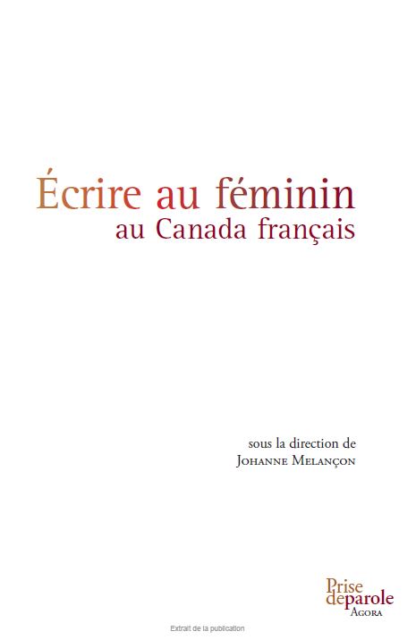 Imagen de portada del libro Écrire au fémininau Canada français