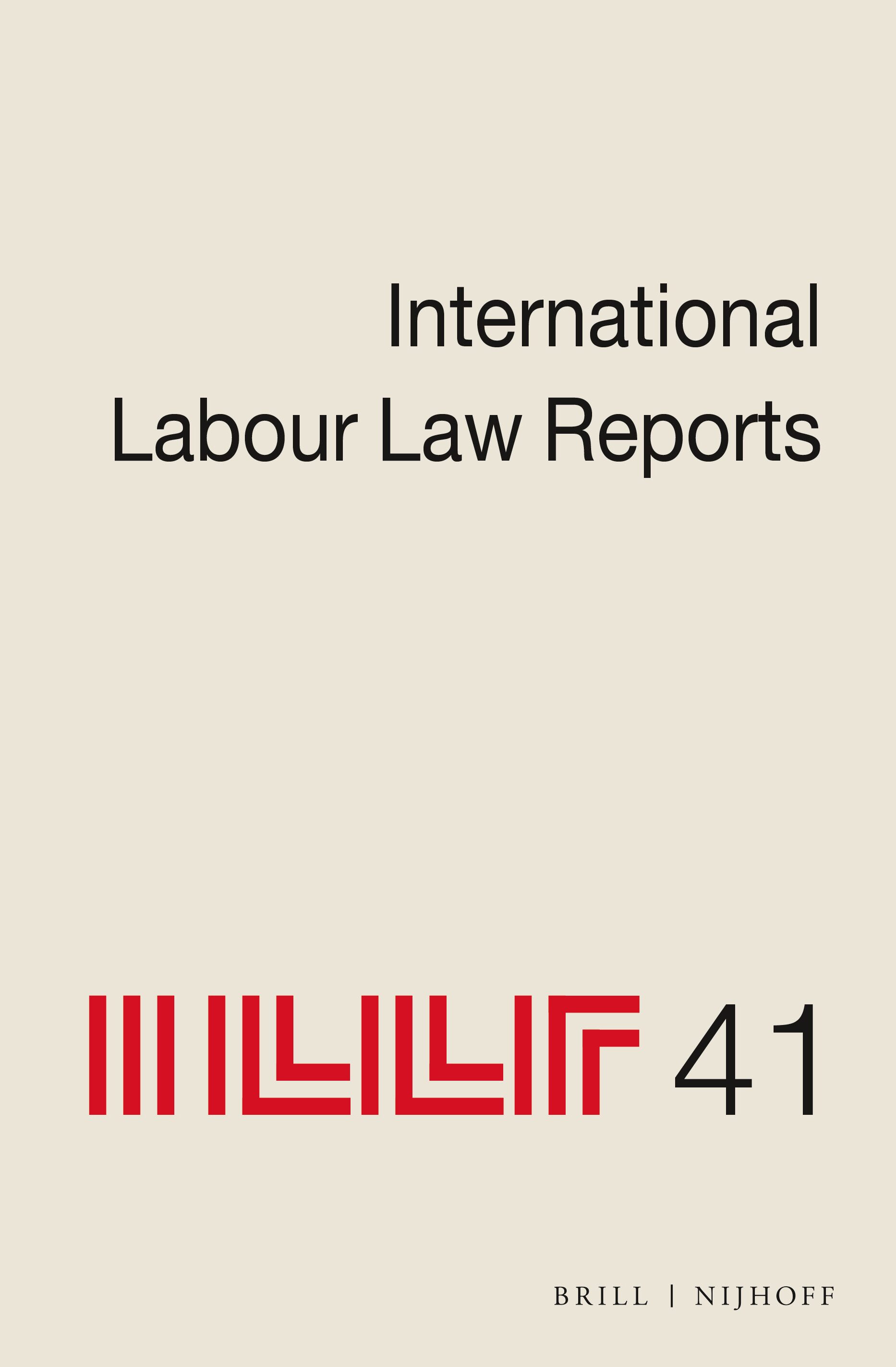Imagen de portada del libro International Labour Law Report. Vol. 41