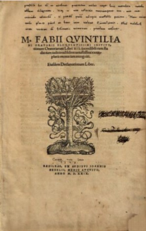 Imagen de portada del libro M. Fabii Quintiliani Institutionum Oratoriarum Libri XII: incredibili cum studio tum iudicio ad fidem vetustissimi exemplaris recens iam recognita