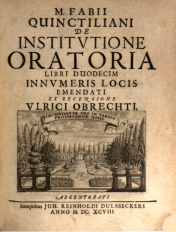 Imagen de portada del libro M. Fabii Quinctiliani De institutione oratoria