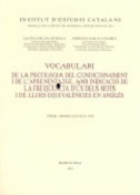 Imagen de portada del libro Vocabulari de la psicologia del condicionament i de l'aprenentatge, amb indicació de la freqüència d'ús dels mots i de llurs equivalències en anglès