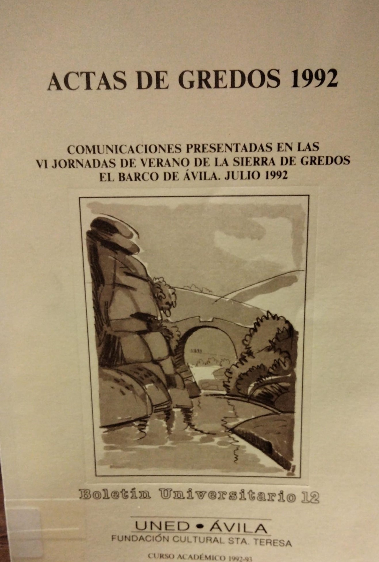 Imagen de portada del libro Actas de Gredos 1992