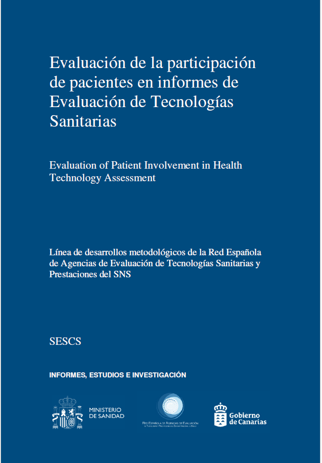 Imagen de portada del libro Evaluación de la participación de pacientes en informes de Evaluación de Tecnologías Sanitarias