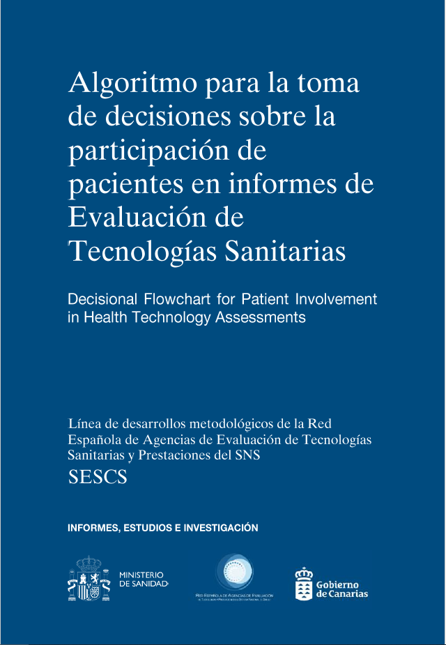 Imagen de portada del libro Algoritmo para la toma de decisiones sobre la participación de pacientes en informes de Evaluación de Tecnologías Sanitarias