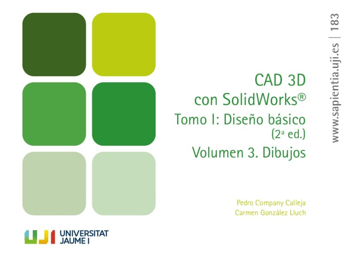 Imagen de portada del libro CAD 3D con SolidWorks®. Tomo I. Diseño básico. Volumen 3. Dibujos