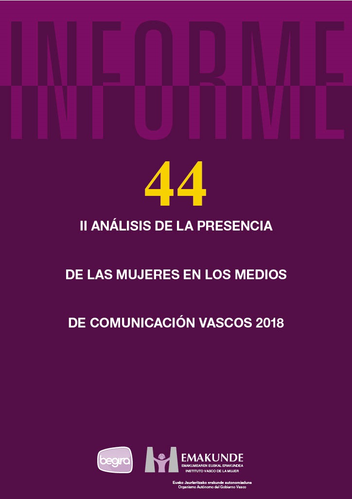 Imagen de portada del libro II Análisis de la presencia de las mujeres en los medios de comunicación vascos 2018