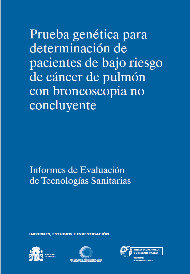 Imagen de portada del libro Prueba genética para determinación de pacientes de bajo riesgo de cáncer de pulmón con broncoscopia no concluyente