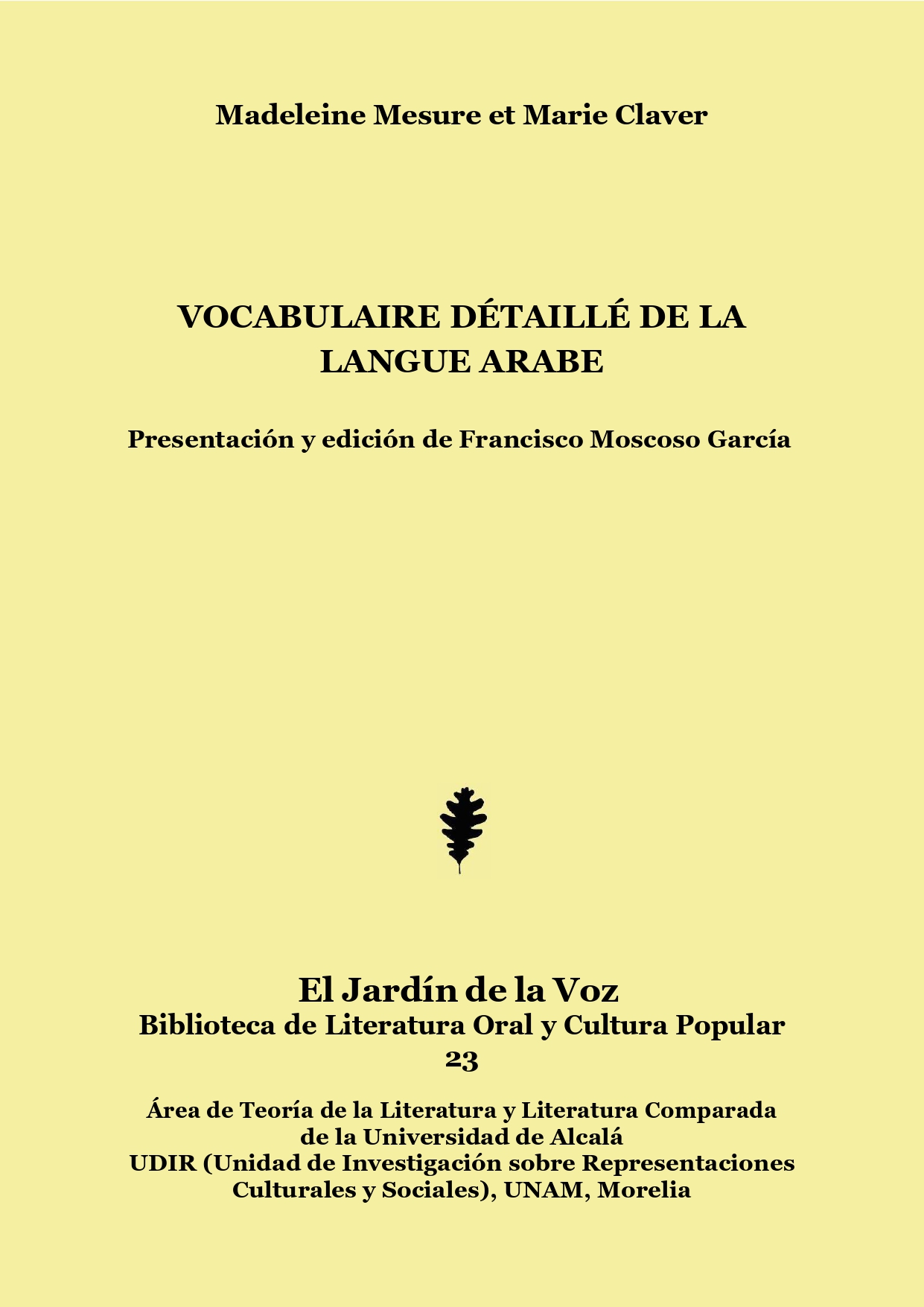 Imagen de portada del libro Vocabulaire détaillé de la langue arabe