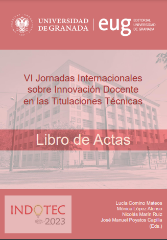 Imagen de portada del libro VI Jornadas Internacionales en Innovación Docente en las titulaciones técnicas (INDOTEC 2023)