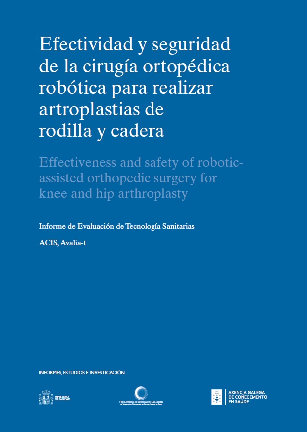 Imagen de portada del libro Efectividad y seguridad de la cirugía ortopédica robótica para realizar artroplastias de rodilla y cadera