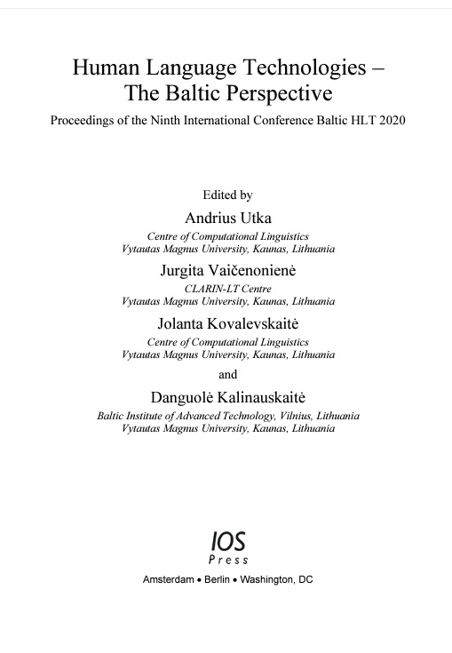 Imagen de portada del libro Human Language Technologies – The Baltic Perspective