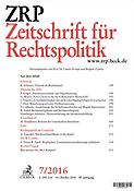 Imagen de portada de la revista Zeitschrift für Rechtspolitik