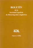 Imagen de portada de la revista Boletín de la Sociedad Española de Historiografía Lingüística